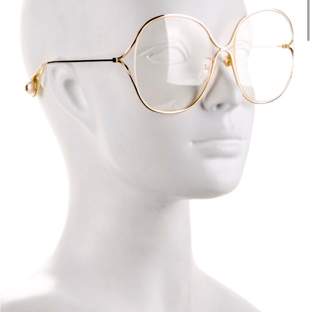 Gucci Gold Wireframe Oversized Round Glasses